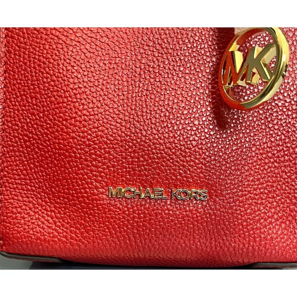 Michael Kors Mercer XS Red Pebbled Leather Crossbody Bag Designer Gift - Picture 6 of 7